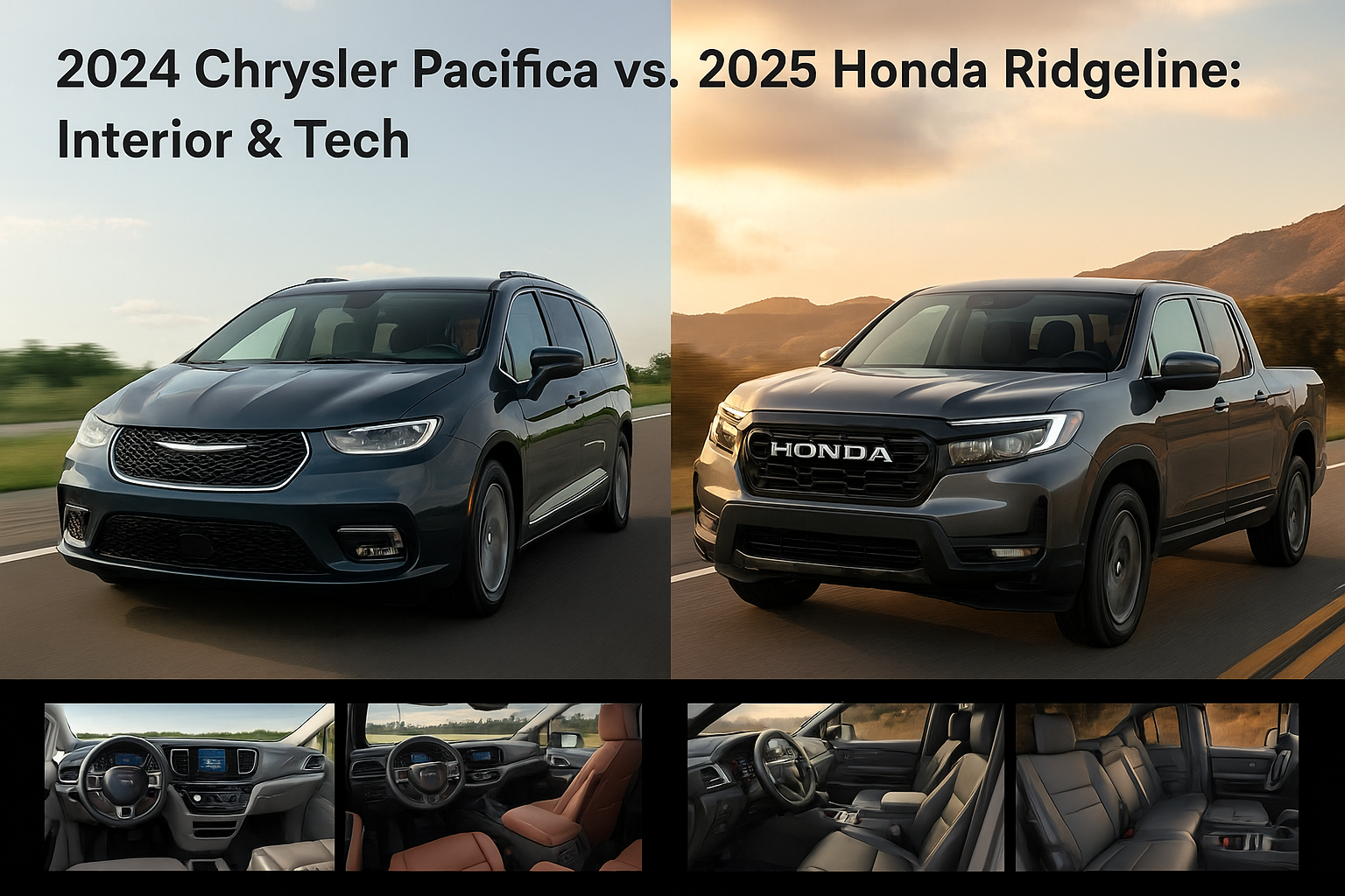 2024 Chrysler Pacifica vs 2025 Honda Ridgeline: Interior & Tech